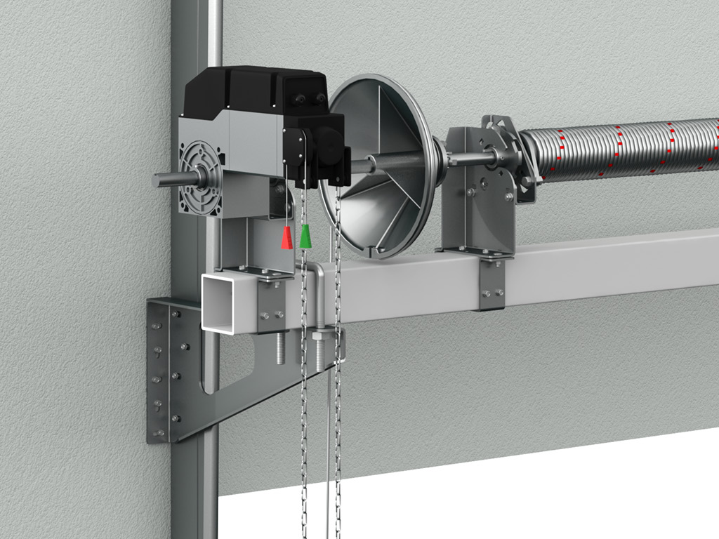 Полностью обновлена система опорных кронштейнов торсионного механизма, что позволило существенно облегчить процесс монтажа: <br> - удобная установка торсионного механизма в сборе и легкая фиксация подшипников на заранее установленных на выносной трубе кронштейнах; <br> - крепление устройств защиты от разрыва пружин производится напрямую к опорному кронштейну, без использования переходников; <br> - новая система предполагает фиксацию кронштейна охватывающей скобой, что позволяет изменять положение опорных кронштейнов в процессе монтажа.